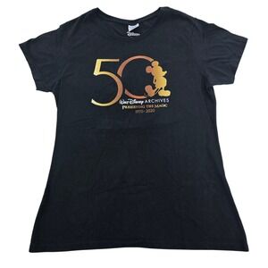 Disney‎ Archives 50th Anniversary Mickey Mouse Black T Shirt Women's